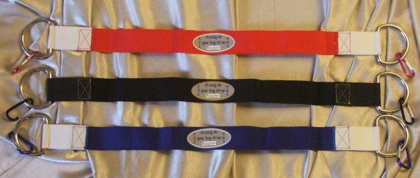 Gear bag OSD straps in red, black or blue with carabiners.